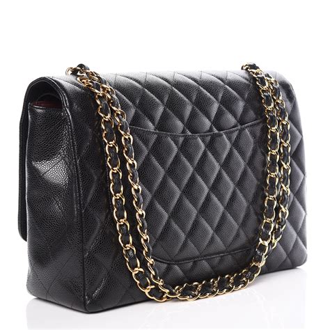 black chanel flap gold cavier|CHANEL Caviar Quilted Maxi Double Flap Black .